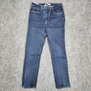 Levis Premium Jeans Womens 28x28 724 High Rise Straight‎ Big E Dark Blue Pants